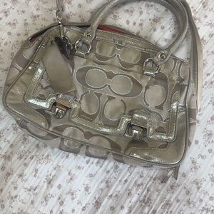 Coach Metallic Silver and Tan Women's Bag